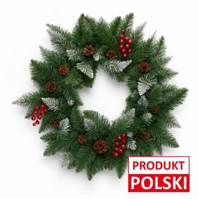 Wieniec świąteczny zdobiony z szyszką